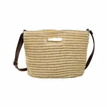 

Women's straw bag shoulder bag classic handmade crochet beach bag adjustable shoulder strap handbag