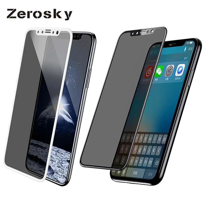Zerosky Screen Protector For iPhone X 10 Privacy Anti
