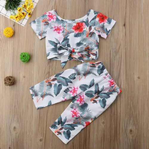Комплект из 2 предметов для маленьких девочек в стиле бохо с тропическим