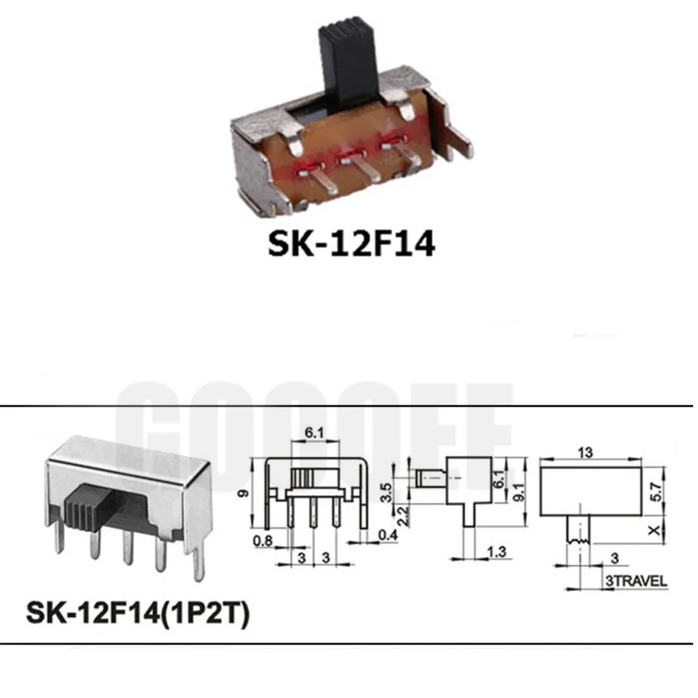 1/5/10/20 штук SS 12D00 слайд ползунковый переключатель передач колебаний 2/3 один двойной горизонтальная мини горизонтальный блок питания - Цвет: SK 12F14