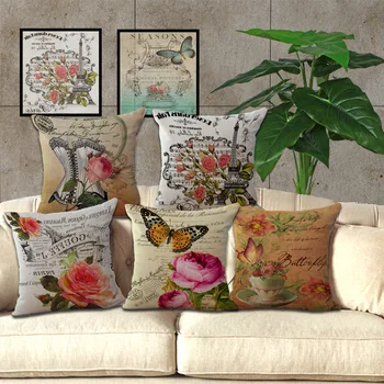 

Hot Fashion Home Decorative Pillowcase Home Hotel Hug Seat Pillow cover Case 1 piece 45X45cm Country Vintage Butterfly Style