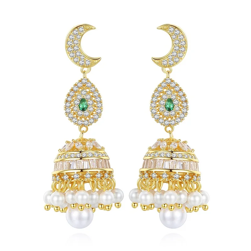 

2018 Fashion Creativity Wind Bell Shape Design Crystal Stud Earrings Birthday Party Fine Gifts Jewelry Accessory