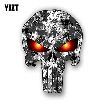 

YJZT 9.3CM*12.7CM PUNISHER SKULL Camo Car Stickers Reflective Motorcycle Parts C1-7089