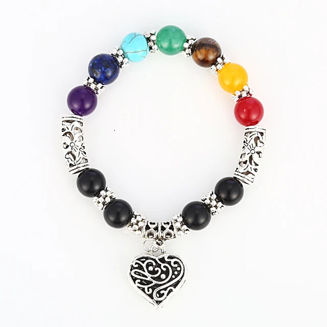 7 Chakra Bracelet Healing Heart Charm Bracelets 2017 Wrist Mala 7 Chakra Bracelet Healing Heart Charm Bracelets 2017 Wrist Mala Beads Stone Yoga Jewelry