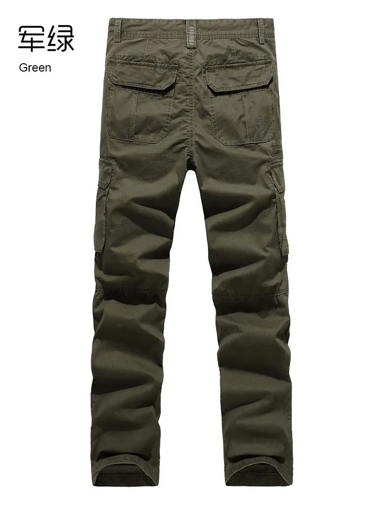 Летние Для мужчин брюки-карго с мульти карман хлопок прямые Свободные мешковатые военные Стиль брюки Для мужчин прочные брюки джоггеры
