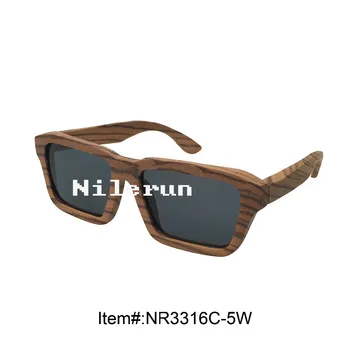 

classic square frame zebra wood sunglasses