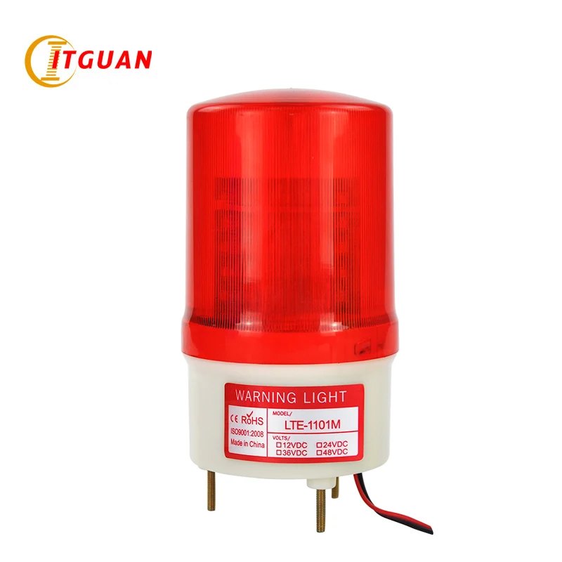 AC110V 220V DC12V 24V Warning Light LTE 1101M Red LED Analog Rotating