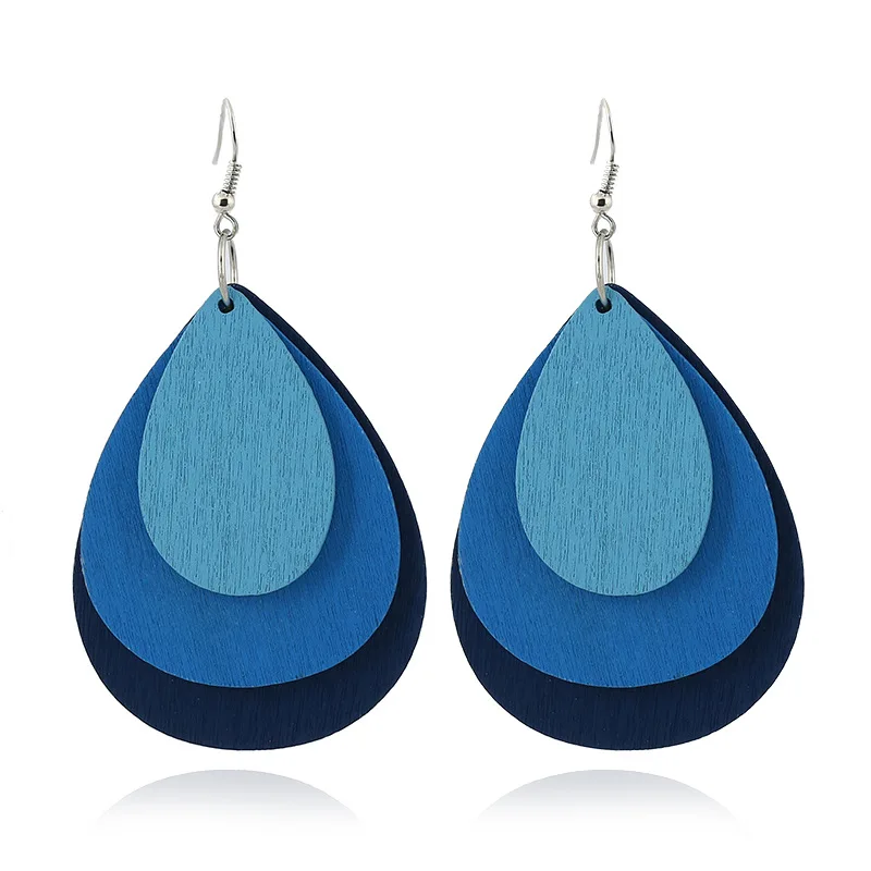 

2019 New Fashion Water Drop Wood Women's Earrings Long Chain Bohemian Handmade Drop Earring Gift Vintage Jewelry