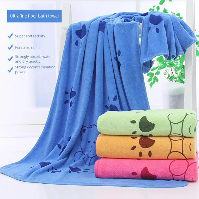 140 x 70cm Pet Super-sized Microfiber Strong Absorbing Water Bath Towel Dog Towels Durable Cat Supplies |