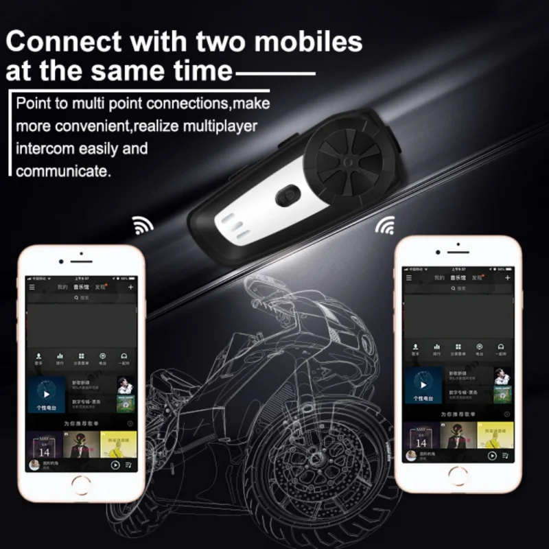 

Newest Motorcycle Helmet Intercom Interphone Headset Walkie Talkie Waterproof Bluetooth Headset