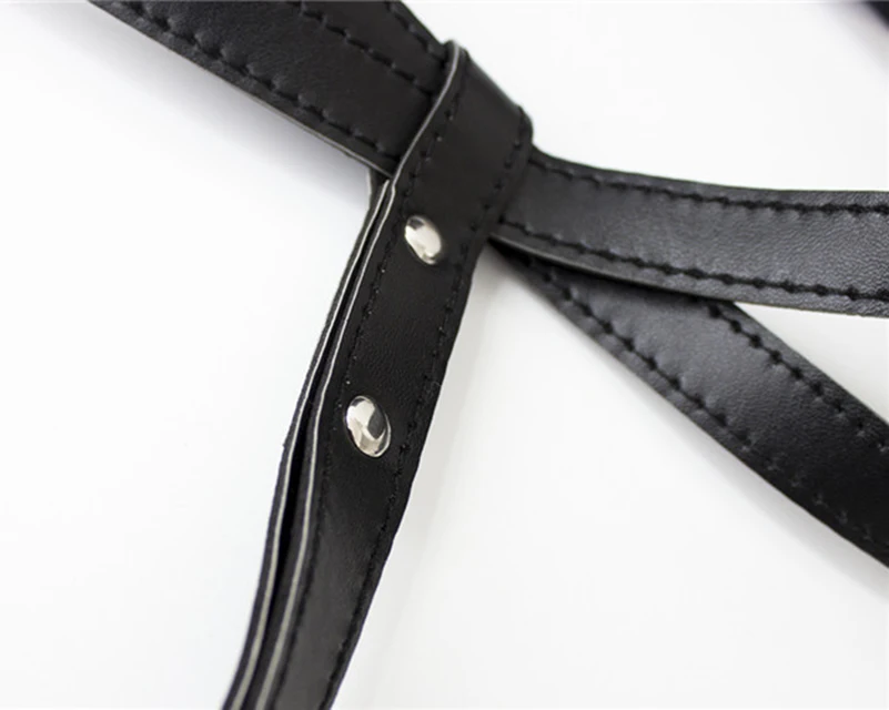 Confbine two items Halter Design Hot Sexy Female Leather Bra Underwear rivet Distinctive Unique Paste Breast Bra Sequin Adhesive