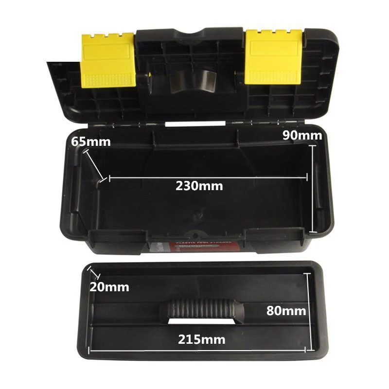 Многофункциональный ящик для инструментов, двухслойный Черный Пластиковый Полипропиленовый ящик, переносные фитинги для автомобильного красного и желтого замка