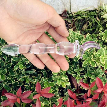 17*2.5CM Small Moon Shape Crylinder Pyrex Glass Dildo Penis Crystal Anal Plug Sex Toys Masturbation Female Masturbator Men 3