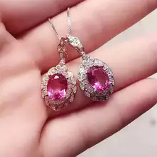 Натуральный красный Топаз камень кулон S925 Серебряный натуральный драгоценный камень кулон Цепочки и ожерелья Романтический фрукты для женщин, ювелирные изделия для девушек