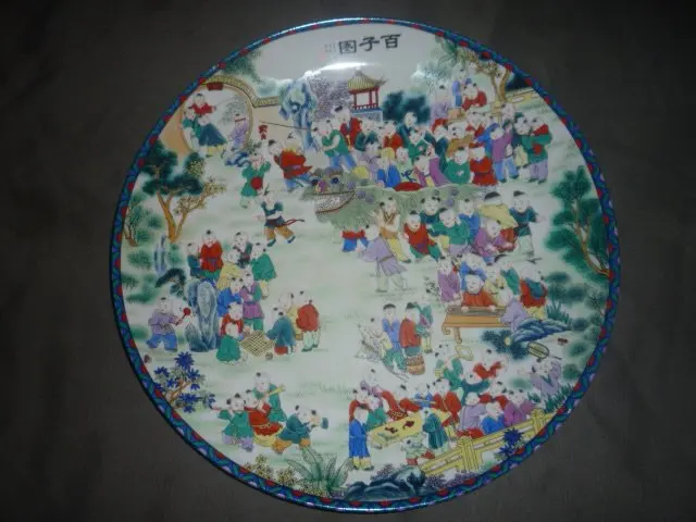 

34cm(d) Rare Qing Dynasty porcelain plate ,Oriental Christmas,Free shipping