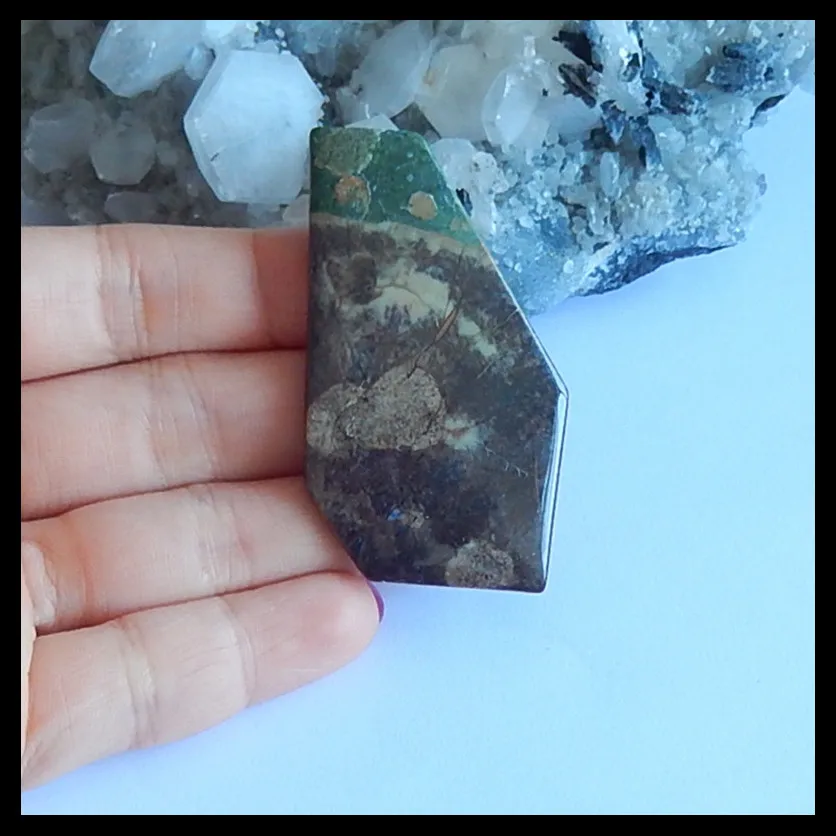 Mushroom Jasper gemstone pendant Cabochons Best Jewelry Animal Men's Handmade DIY Making 55x32x4mm 13.6g | Украшения и