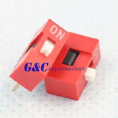

20PCS Red 2.54mm Pitch 1-Bit 1 Positions Ways Slide Type DIP Switch