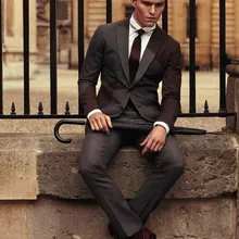 Новейший дизайн пальто брюки серый и бордовый твидовый мужской костюм классический на заказ костюмы пиджак формальный 2 шт смокинг Terno S