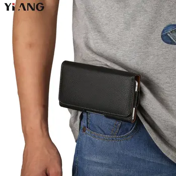 

YIANG Brand 3.5~6.4 inch Men Waist Packs Phone Pouch Bags Hook Loop Belt Clip Case Waist Bag Litchi Grain Mobile Phone Bags