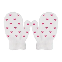 Зимние детские варежки в горошек с рисунком звезды и сердца, 3 цвета, мягкие вязаные теплые перчатки для маленьких мальчиков и девочек