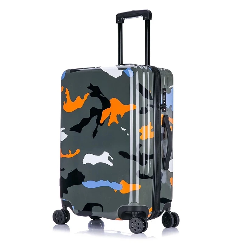 

Fashion men's camouflage army green trolley suitcase Rolling luggage bag on wheels women korean version 20 24 inch Travel bag