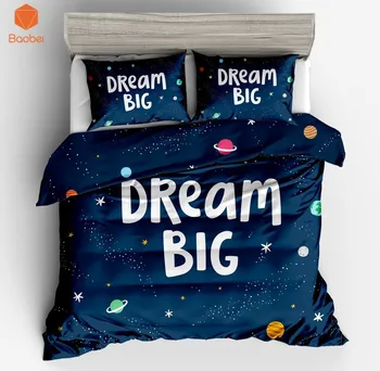 

3Pcs Printed Dream Big Starry Sky Bedding Set Soft Polyester Twin Full King Queen Duvet Cover with pillowcases Quilt CoverSJ208