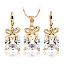 MxGxFam золото цвет кулон цепочки и ожерелья висячие серьги комплект ювелирных изделий для Elgant для женщин дамы высокое качество AAA