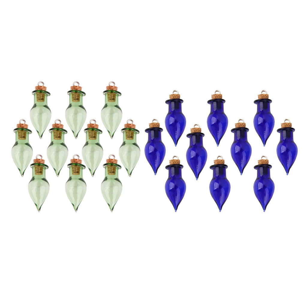 20pcs Mini Teardrop Glass Bottles Favors Souvenir Charms For Jewelry Making