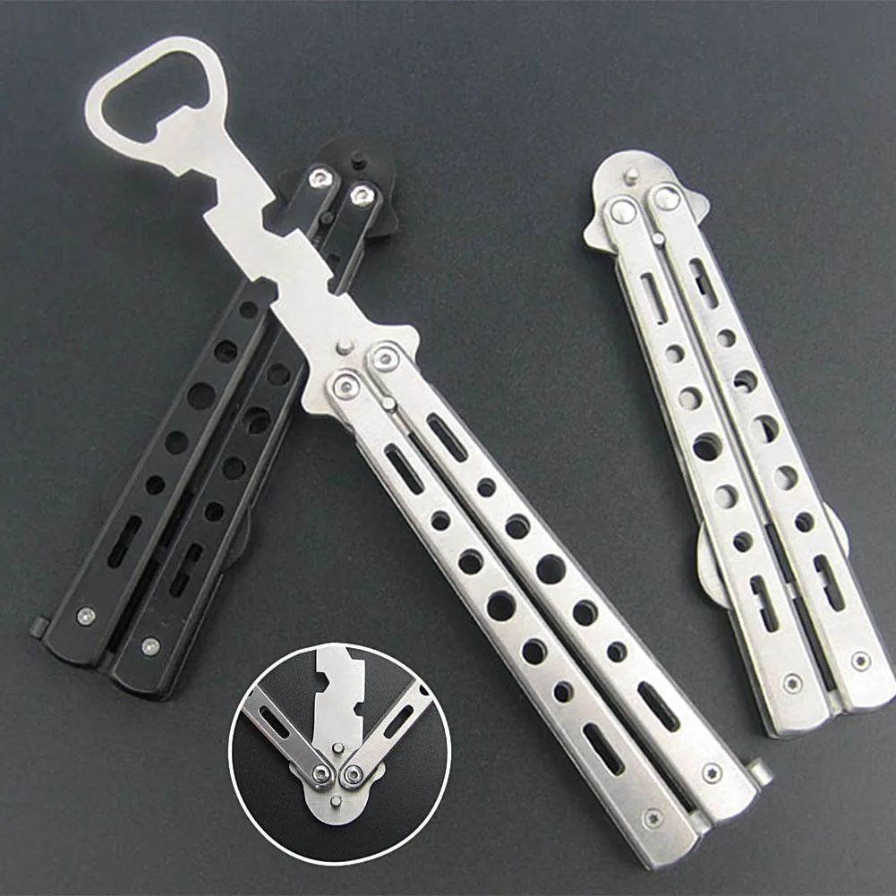 

1PC Bottle Opener Butterfly Knife Style Trainer Tool Metal Beer Black Bar Supplies Stainless Steel