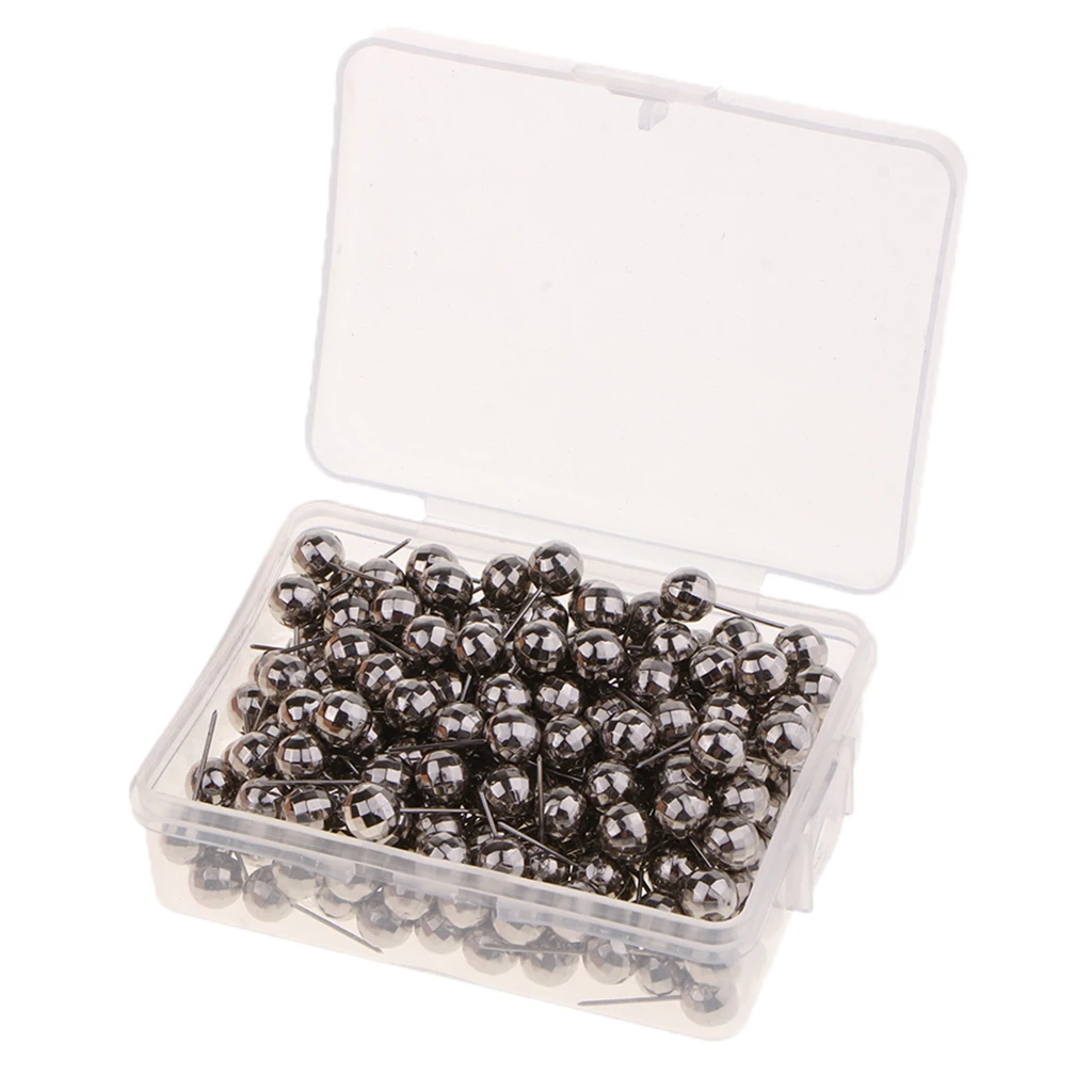 100/200 Push Pin Drawing Pins Metallic Ball Head Cork Board Map Office Thumb Unique Decorative Impact On DIY Projects