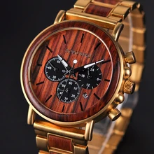 BOBO BIRD золотые часы для мужчин люксовый бренд деревянные наручные часы мужской Дата дисплей Стоп Часы reloj золотой час