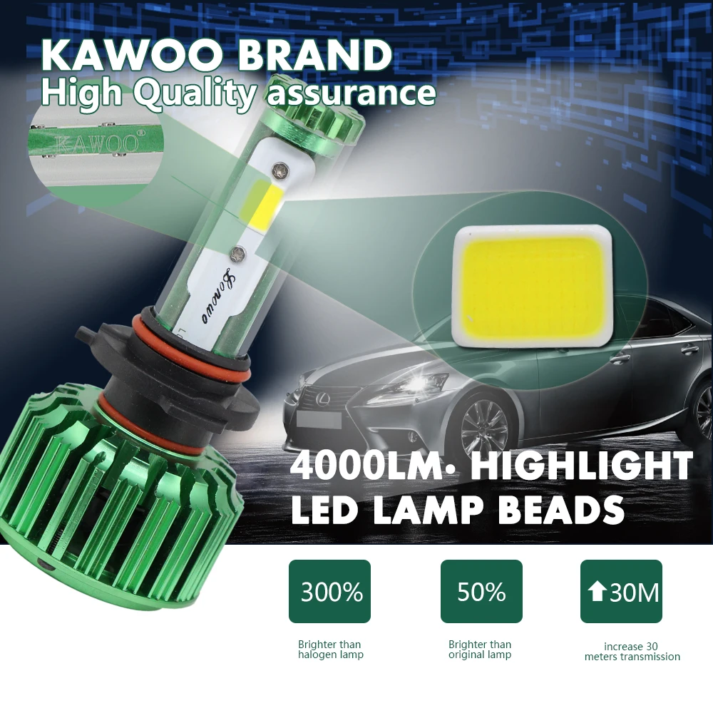 KAWOO K6 9005 9006 H11 H4 9012 H3 H7 H1 яркий светодиодный головной светильник лампы 12V 6000 К Автомобильный светодиодный DIY Цвет и противотуманных фар с возможностью креативного светильник аксессуары