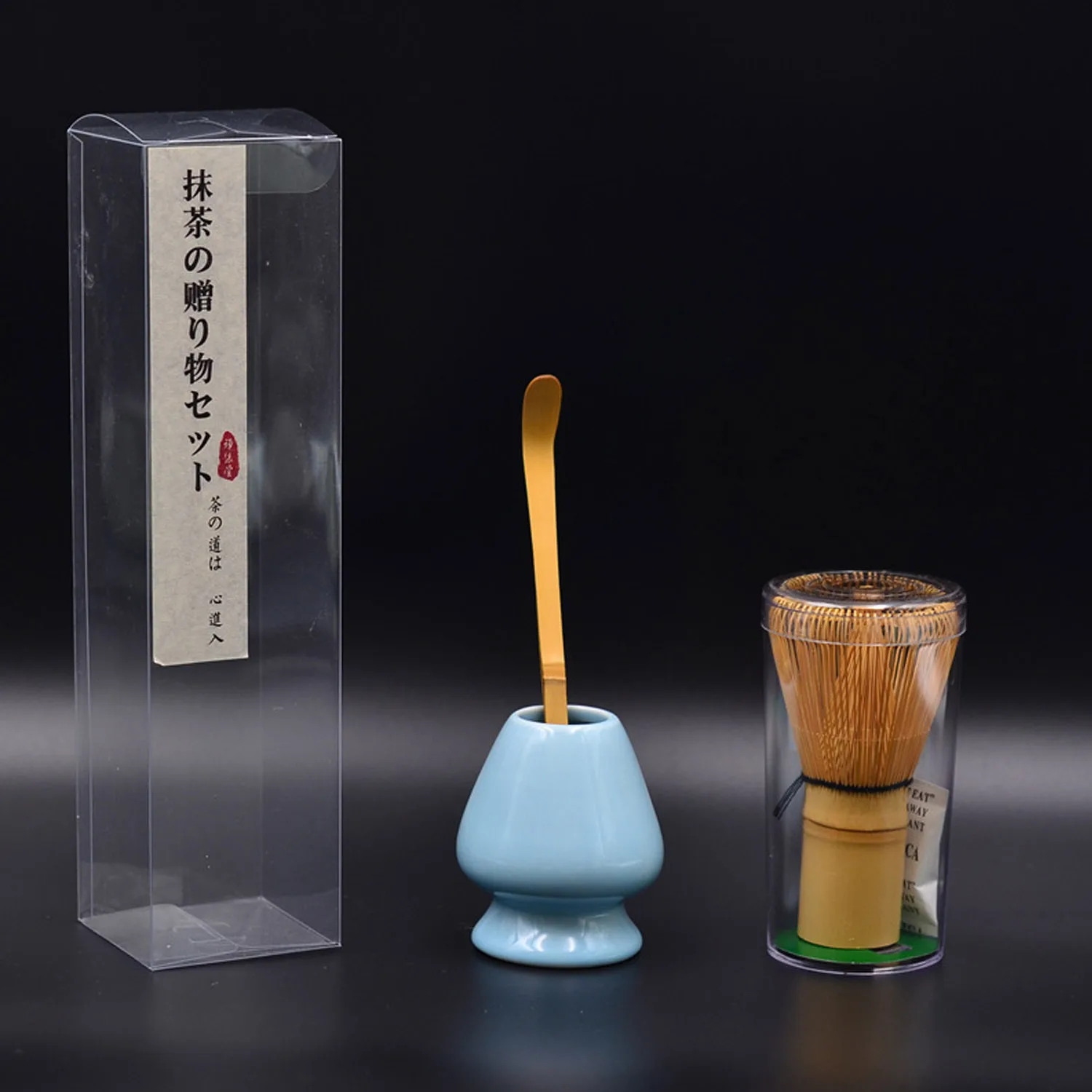 

Behogar Matcha Whisk Set Bamboo Whisk + Bamboo Scoop + Ceramic Whisk Holder for Traditional Japanese Tea Ceremony