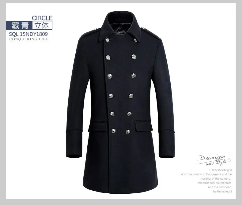 Новое мужское длинное шерстяное бушлат, зимнее дизайнерское модное пальто размера плюс, деловое повседневное шерстяное пальто, мужская верхняя одежда Casaco Masculino AG1809