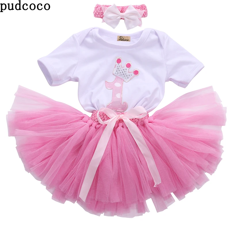 3 шт./компл. Детские боди + розовый Кружево юбка-пачка + розовый бантом лентой на день рождения для новорожденных летняя одежда для маленьких