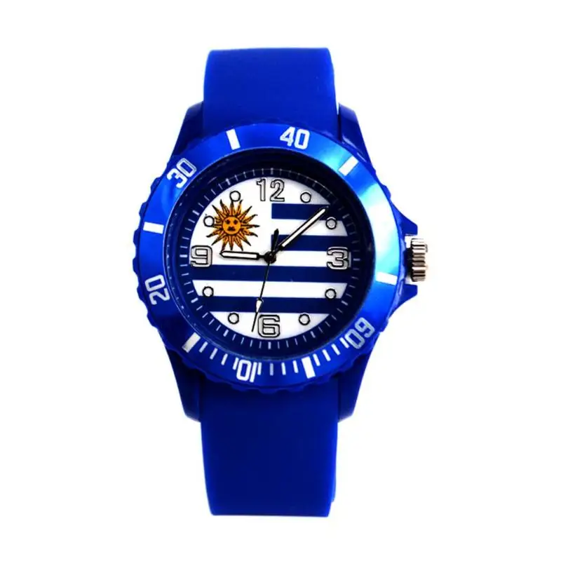 Football Style Women Men Watch Unisex Silicone Band Fashion Sports Flags Quartz Watches Wristwatch