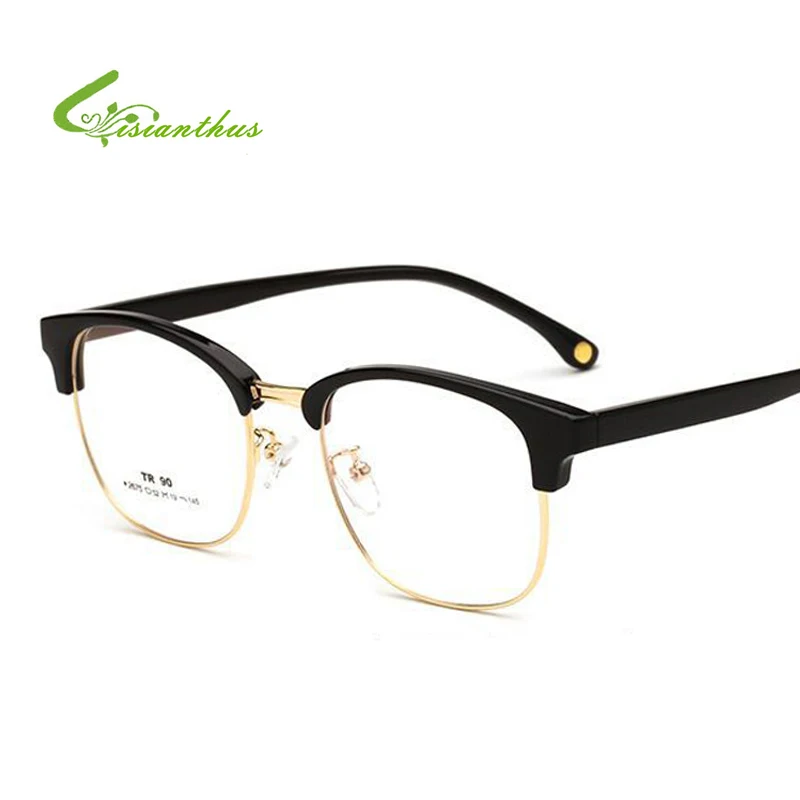 Мода Высокое качество полу-очки без оправы кадров Для мужчин Для женщин Винтаж TR90 ясно, обычный очки оптические очки