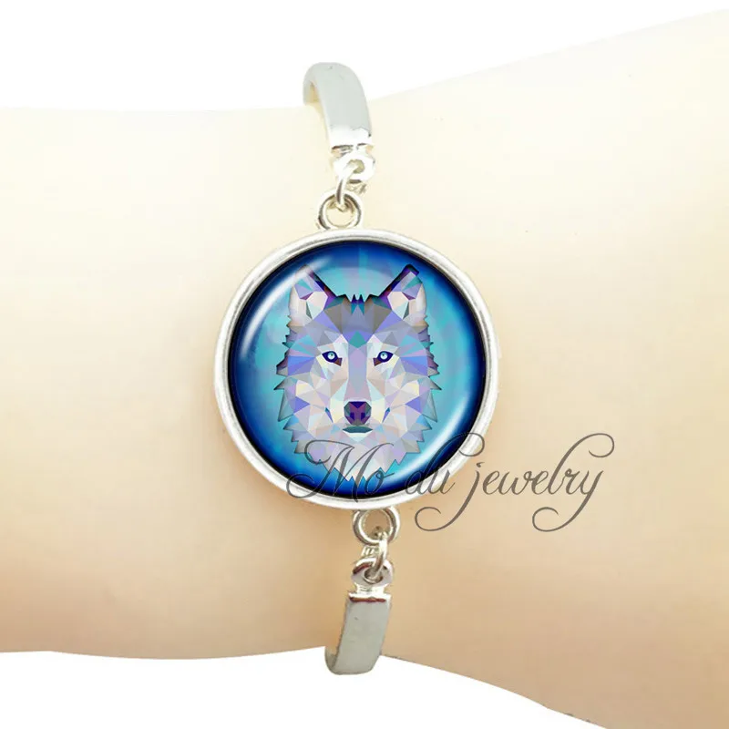 Fashion Jewelry Art Picture Wolf Bracelet Bangles Silver Charm Animal