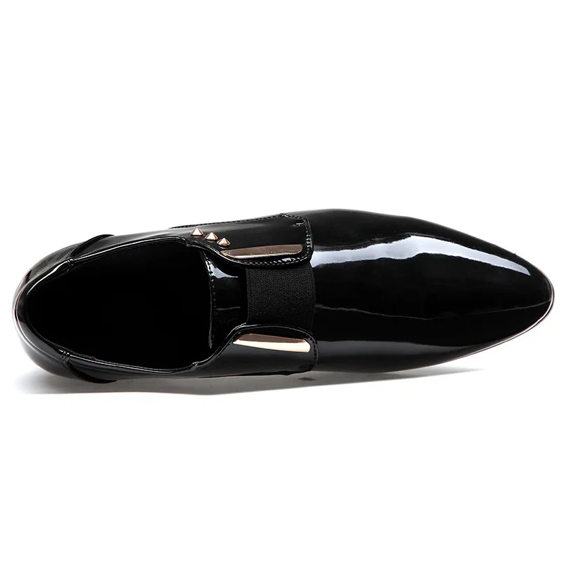 Verni Hommes Parti En Habillées Chaussures Mocassin Mariage De Cuir Italienne chocolat 2019 D'affaires Marque Pour Noir Homme Oxford IwqACU