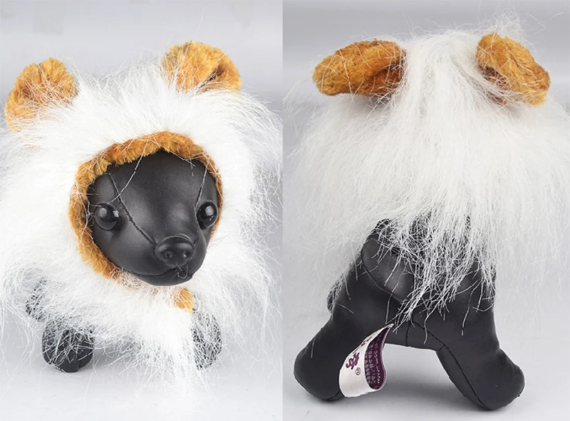 Cute Pet Transfiguration Costume Lion Mane Winter Warm Wig Cat Small Dog Party Clothes Decoration With Ear Pet Apparel Cat Dress9