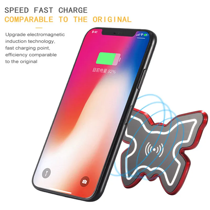 

Cyboris Qi Cute Butterfly Pad Wireless Charging For Samsung Galaxy S8 S7 Edge Note 8 For iPhone X 8 8 Plus USB Wireless Charger