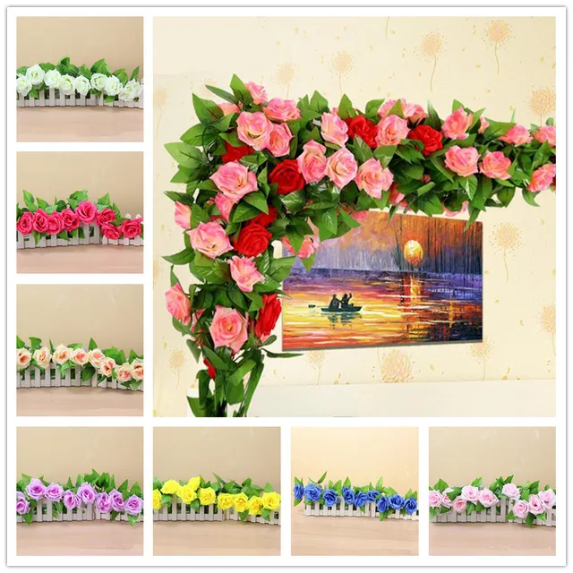 Artificial Flowers Rose Silk Vine Wedding Decoration Diy Artificial Flowers Rose Silk Vine Wedding Decoration Diy Fake Hanging Flower Garland Wreaths Party Home
