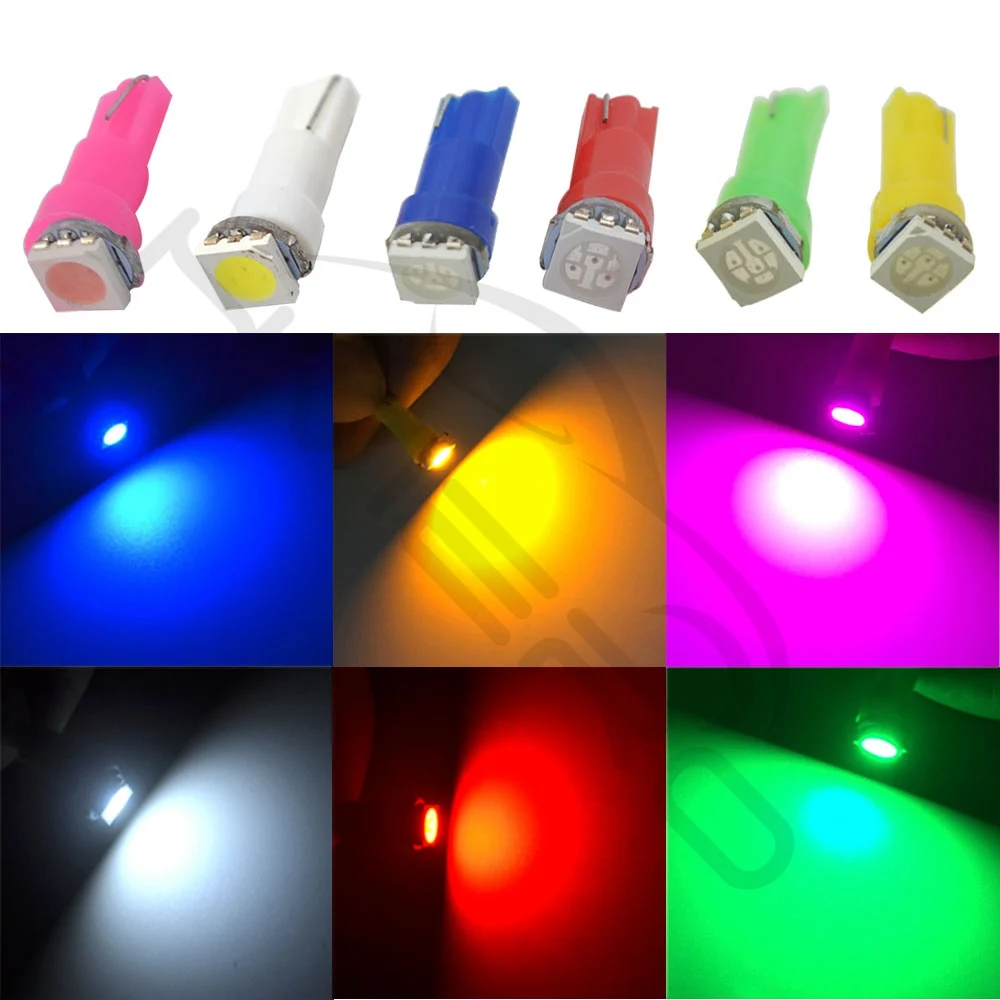 10X T5 5050 1SMD Клин Led панели Белый красные, синие зеленого, желтого, розового цвета авто светильник Интерьер лампочка лампы AC/DC 12V