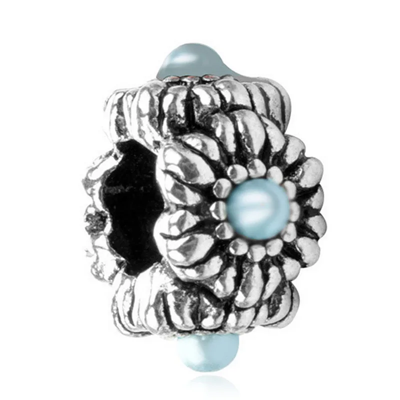 

European Charms Beads Blue Pear Silver Spacer Loose Bead Fit Pandora Bracelet & Bangle Jewelry Making Findings