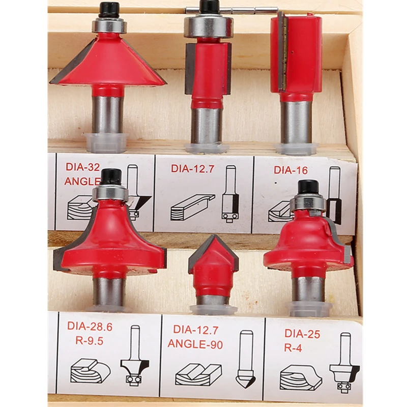 12 шт./лот 1/4 дюйма 6.35 мм Профессиональный хвостовика Вольфрам карбида фрезы резак набор с деревянной случае для деревообработки Инструменты
