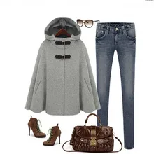 Женское кашемировое шерстяное пальто в европейском стиле S-2XL Осенняя Женская куртка зимнее пончо Женский Свободный плащ-накидка с капюшоном пальто