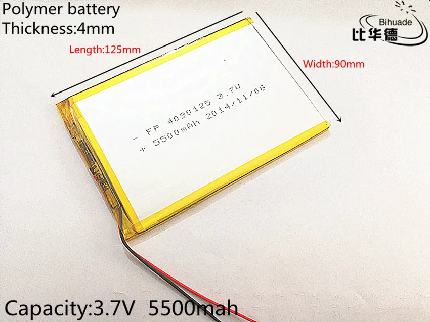 Free shipping 1pcs/lot 3.7V 4090125 tablet battery 5500 mah each