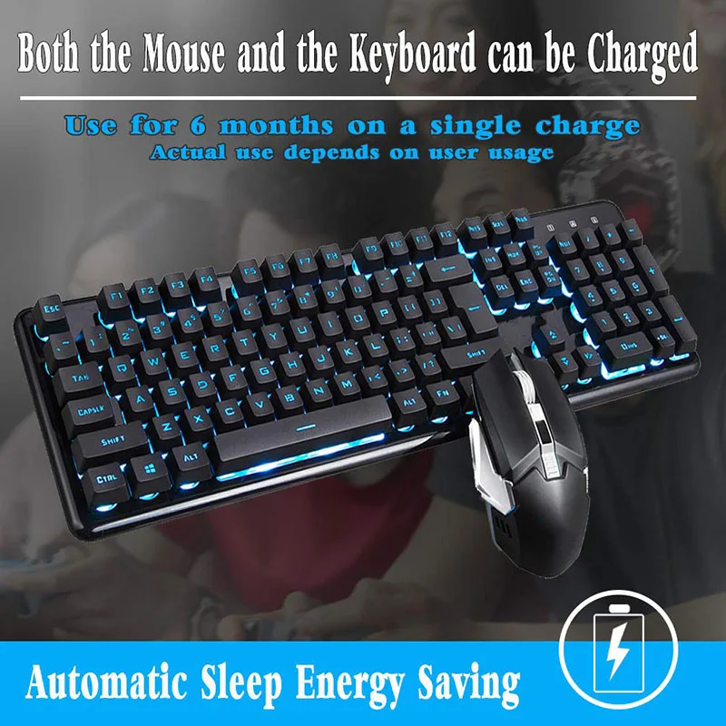 

Newly Keyboard with Mouse Set Rechargeable Backlight Mechnical Gaming Keypad Set