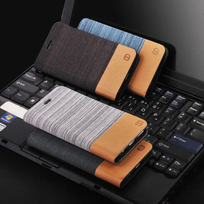 

Slim Canvas Cloth Leather Book Flip Wallet Soft Case For Samsung Galaxy S8 S9 Plus A8 Plus 2018 Coque Stand Card Holder Cover