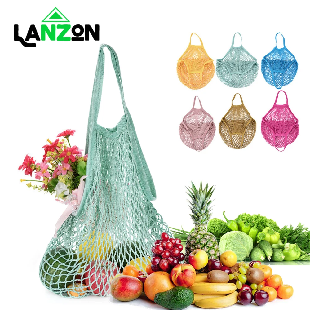 

Mesh Net Shopping Bag Reusable for Fruit Vegetables Women Shop Grocery Tote Bags Foldable String Woven Storage Handbag Totes